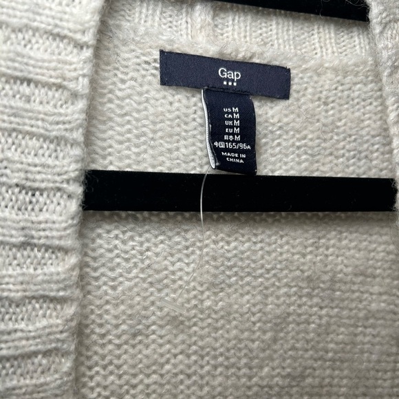 GAP Open Front Chunky Knit Cardigan- White/Grey Size Medium - Picture 3 of 3